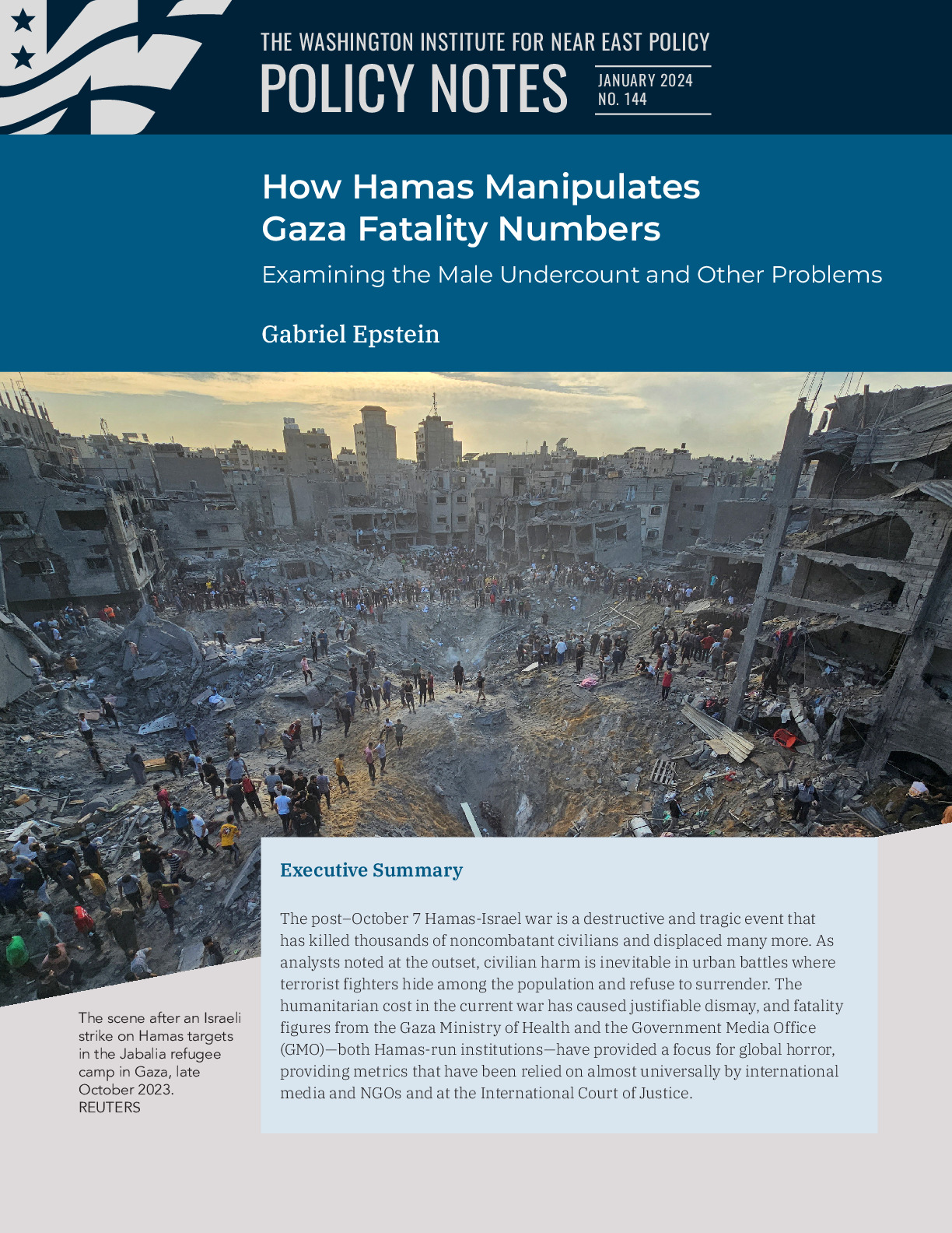 Policy Note 114:  How Hamas Manipulates Gaza Fatality Numbers: Examining the Male Undercount and Other Problems 
