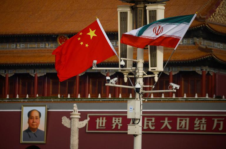 The national flags of China and Iran fly in Tiananmen Square during Iranian President Ebrahim Raisi's visit to Beijing, China, February 14, 2023 - source: Reuters