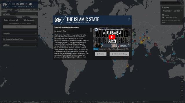 Screenshot of The Washington Institute's Islamic State interactive map