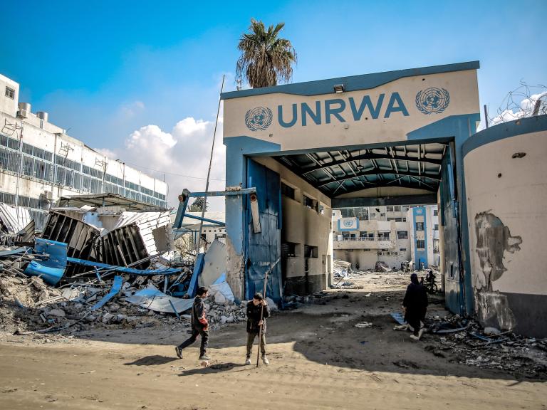 A damaged UNRWA building in Gaza City. 