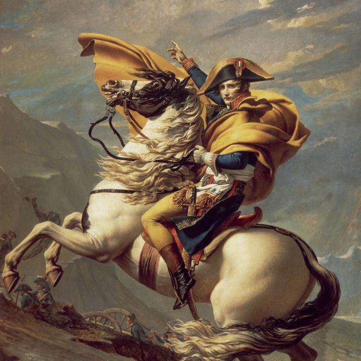 The artist Jacques-Louis David's painting "Napoleon Crossing the Alps"