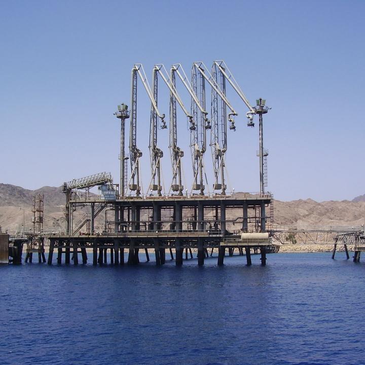An oil pipeline terminal jetty in Eilat, Israel