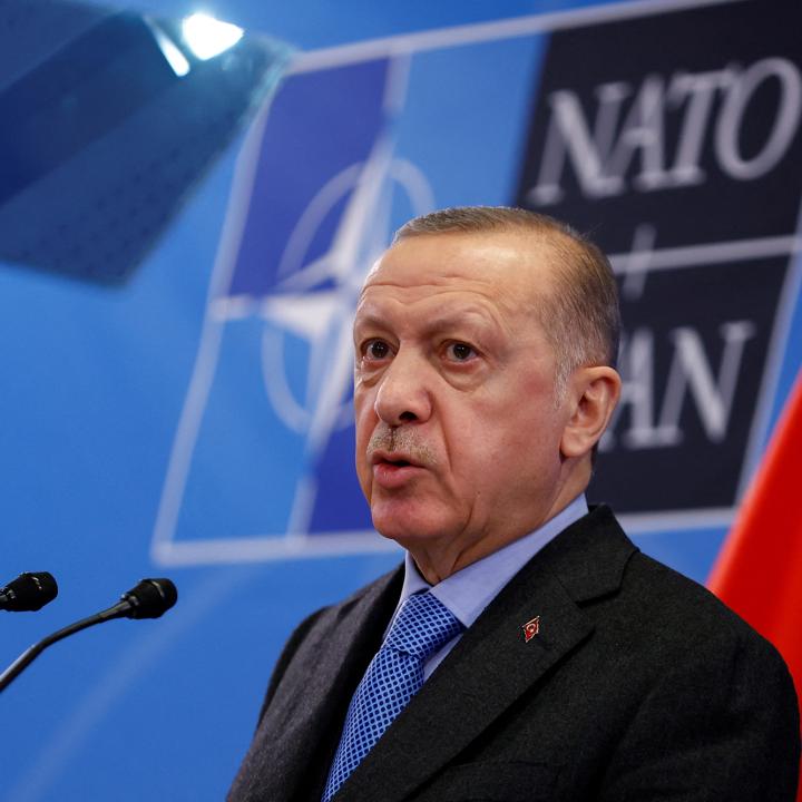 Turkish president Erdogan at NATO headquarters in Brussels