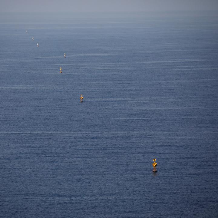 Buoys mark the maritime border between Israel and Lebanon in the Mediterranean Sea - source: Reuters