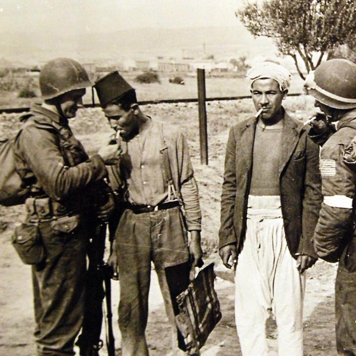 US Army soldiers meet local civilians in Morocco during Operation Torch in November 1942 - source: U.S. Army