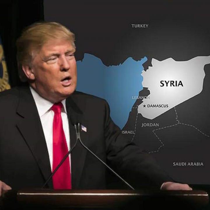 President Donald Trump speaks about Syria