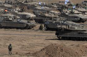 Photo of Israeli forces massing for ground operations in Gaza following the October 2023 Hamas attack.