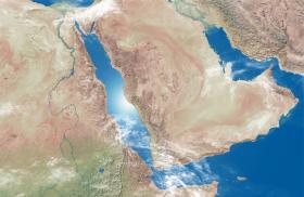 Satellite image of the Red Sea region and the Arabian Peninsula