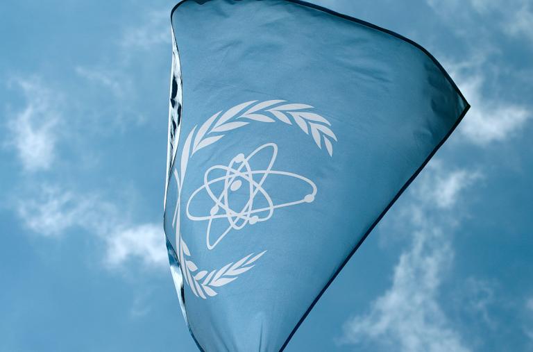 The flag of the IAEA