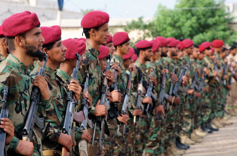 Yemeni rebel soldiers in Aden