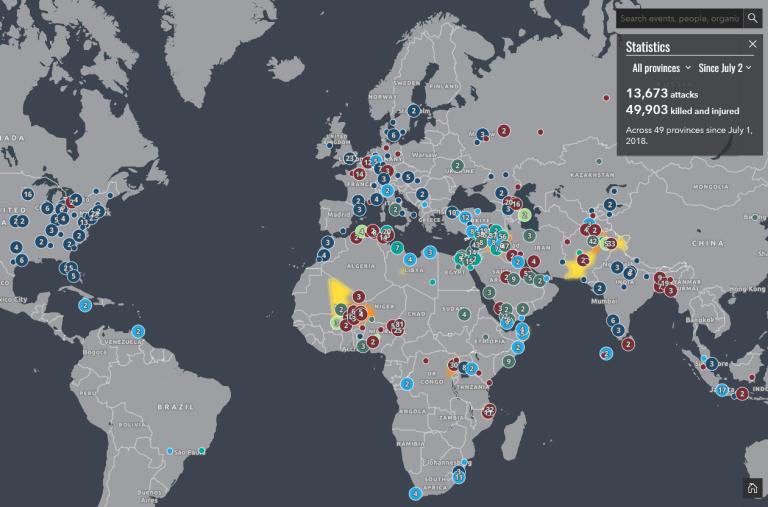 Screenshot of The Washington Institute's Islamic State interactive map