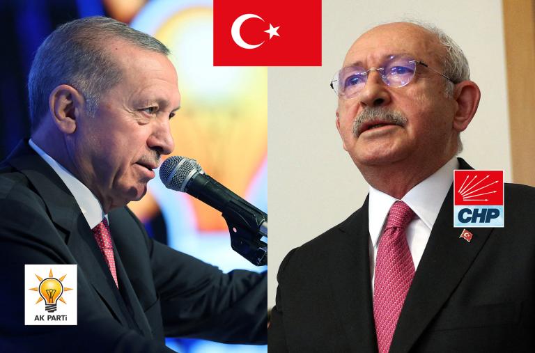 Candidates Recep Tayyip Erdogan and Kemal Kilicdarolgu, May 2023 Turkish elections