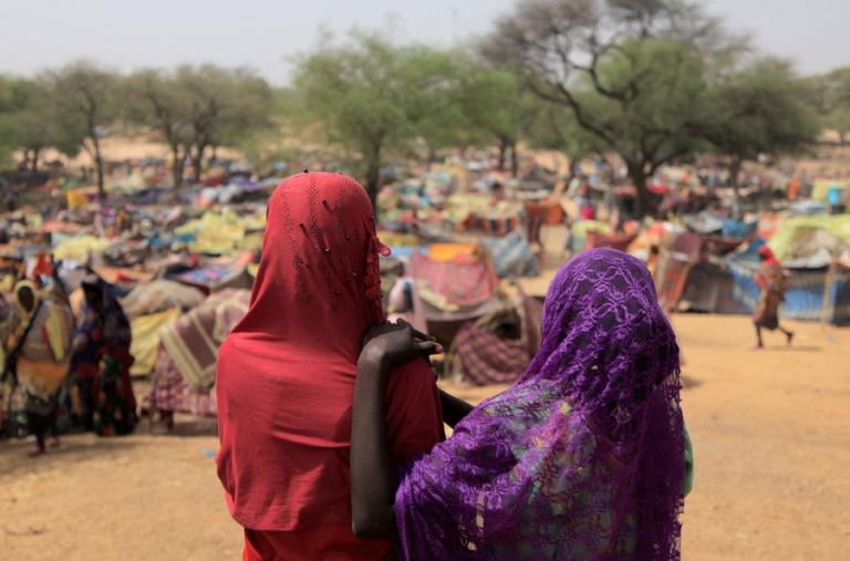 Photo of refugees at the Sudan-Chad border, July 2023.