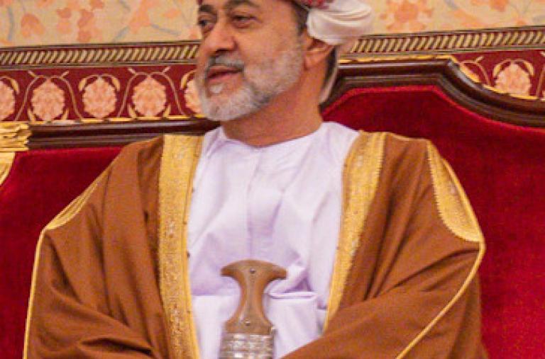 Sultan Haitham at a meeting with Secretary Mike Pompeo