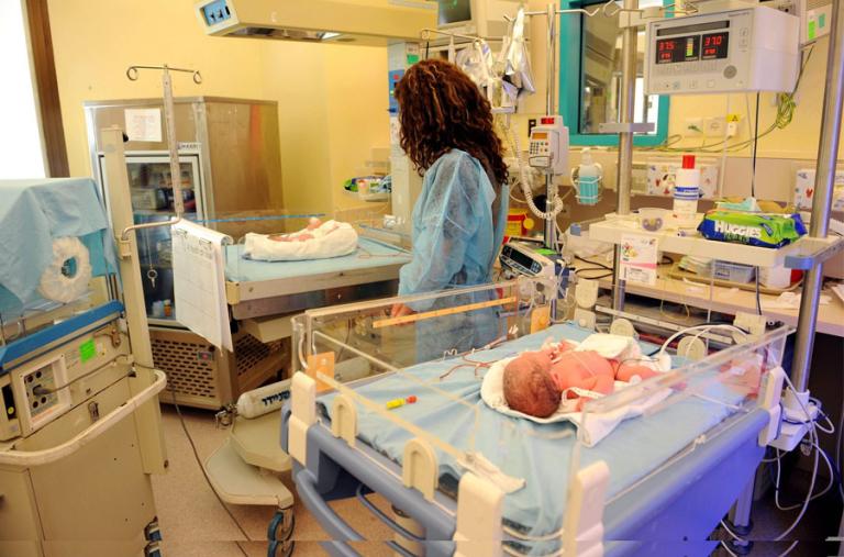 Photo of a Palestinian baby evacuated to an Israeli hospital during the 2023 Gaza war.