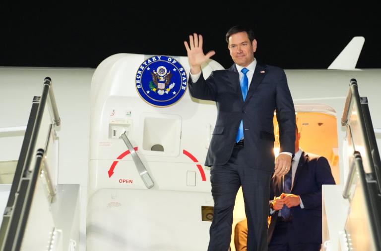 U.S. Secretary of State Marco Rubio waves from the steps of his official plan in Riyadh, Saudi Arabia - source: Department of State