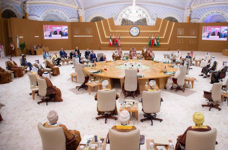 President Trump meets with Gulf leaders at the GCC summit in Riyadh on May 14, 2026 - source: Reuters