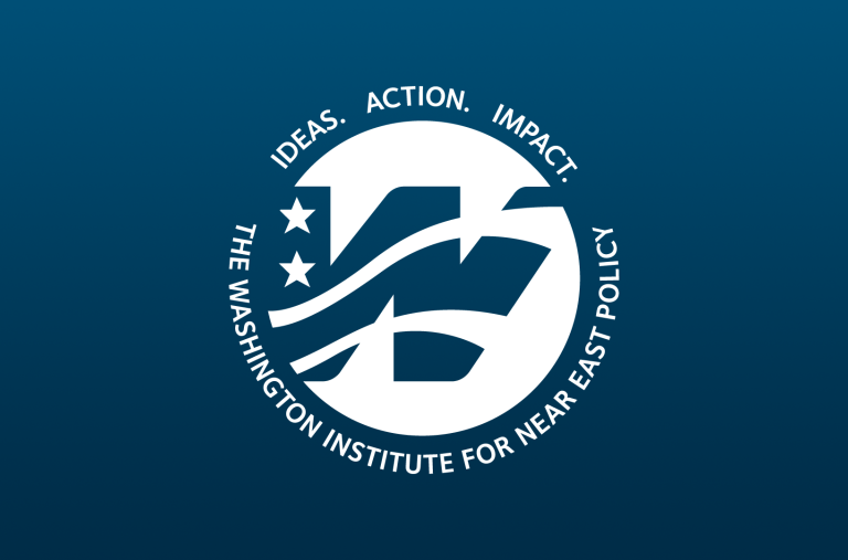Washington Institute logo, white on blue - source: The Washington Institute
