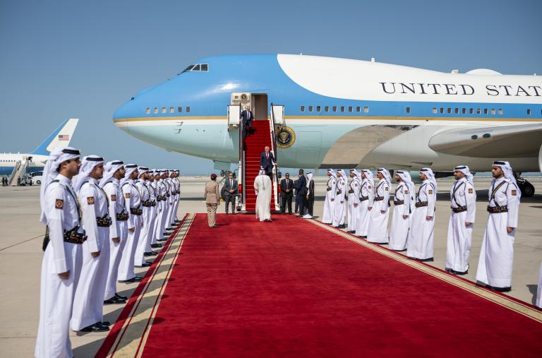 President Trump arrives in Doha during his May 2025 Gulf trip - source: White House