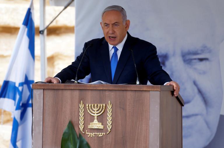 Israeli prime minister Binyamin Netanyaho speaks at an annual memorial for David Ben-Gurion in 2018 - source: Reuters