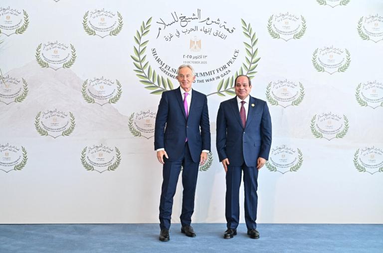 Former British prime minister Tony Blair and Egyptian president Sisi at the 2025 Sharm El Sheikh conference on the Gaza conflict - source: Reuters