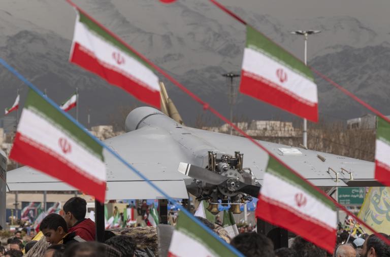 A Shahed-136 drone in a military parade in Tehran - source: Reuters