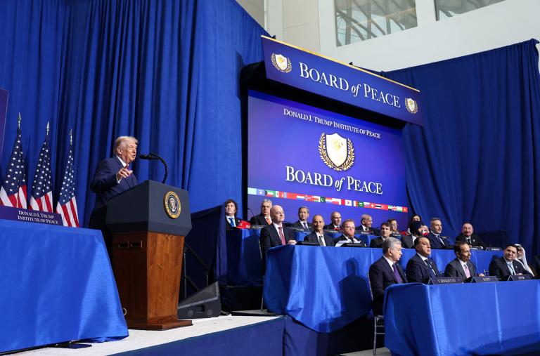 Donald Trump addresses the inaugural meeting of the Board of Peace in Washington, DC - source: Reuters