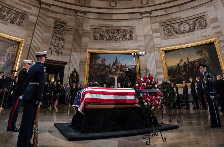 A dignitary lies in state with an honor guard at the U.S. Capitol Rotunda - source: Architect of the Capitol