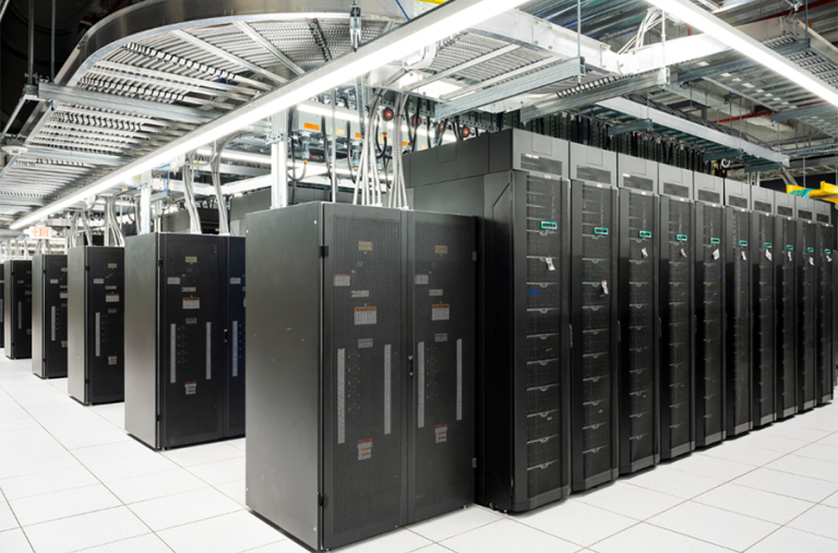 Photo of computer servers in a data center.