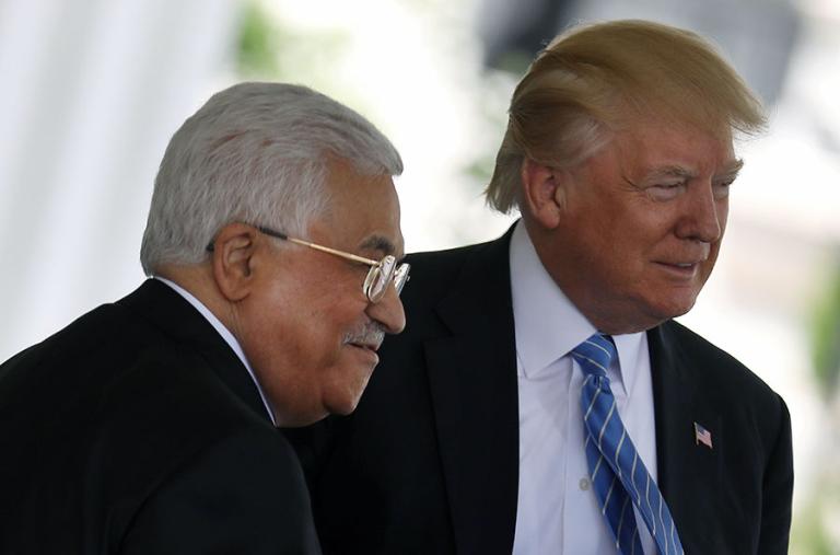 Palestinian Authority president Mahmoud Abbas and U.S. president Donald Trump at the White House - source: Reuters