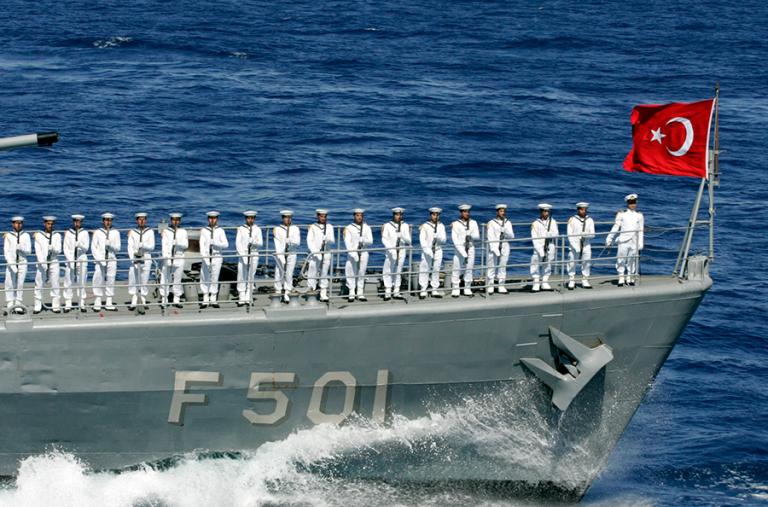 Sailors aboard a Turkish Naval Forces warship - source: Reuters