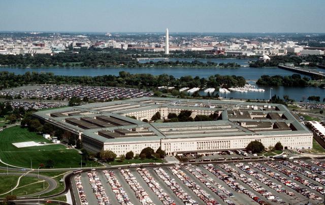 The Pentagon, seen with Washington, DC, in the background