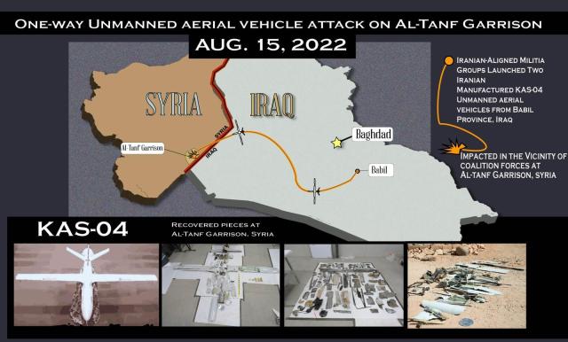 U.S. Central Command graphic of August 15, 2022 drone route from Babil province to Al Tanf