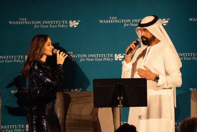 Nicole Raviv of Israel and Ahmed al-Hosan of the UAE perform together for the first time in the United States.