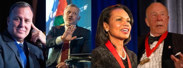 General Michael "Erik" Kurilla, King Abdullah II of Jordan, Condoleezza Rice, and George Shultz