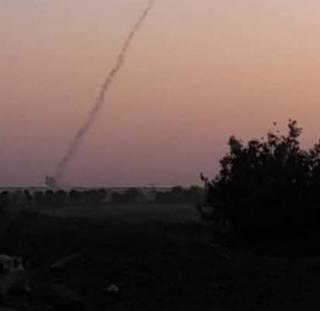 Image of rocket attack posted to a muqawama channel shortly after 20.00 hrs on June 28