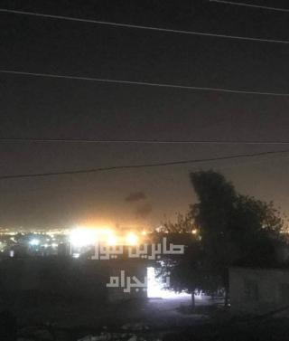 Sept 12 image from Sabereen News purported to be Erbil airport strike