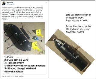 Comparison of July 2021 and Nov 2021 drone munitions