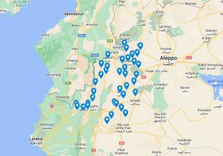 Map showing HTS "brief" locations in northwest Syria.