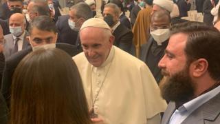 Rayan al-Kildani pretending to meet the Pope in Iraq