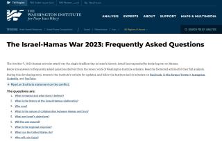Screen capture of the Institute's Israel-Hamas War FAQ page