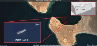 Satellite map showing the location of a tanker hijacked by the Houthis.