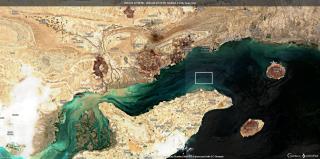 Satellite image from Sentinel Hub showing location of the above-mentioned four vessels held in Iranian waters as of April 22, 2024 (in white box). 