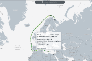 Screenshot of a tracking map for the oil tanker Sakina.