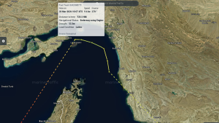 Tracking map for the oil tanker Giacometti.