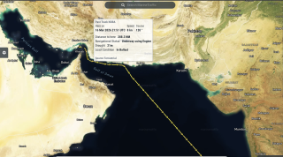 Tracking map for the oil tanker Nora.