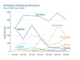 Chart showing attack numbers by different Islamic State "provinces."