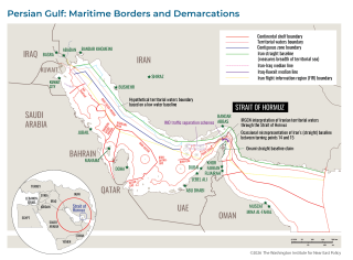 Map showing maritime borders in the Persian Gulf.