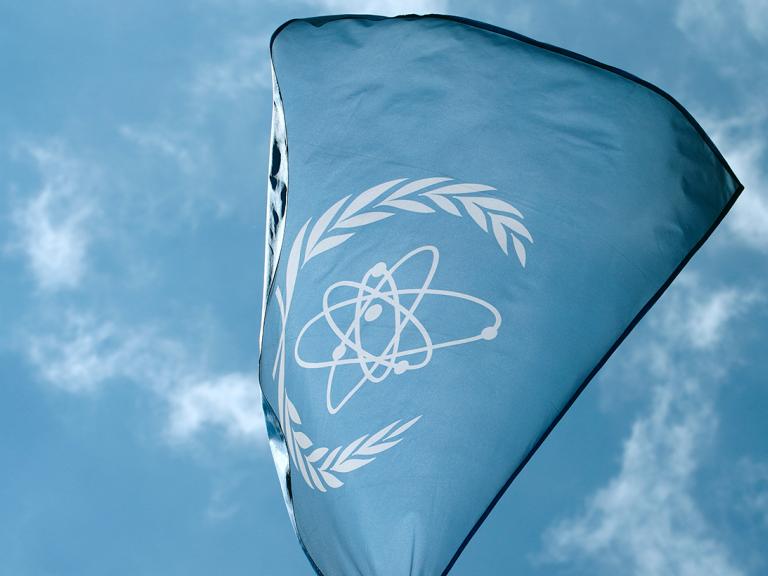 The flag of the IAEA
