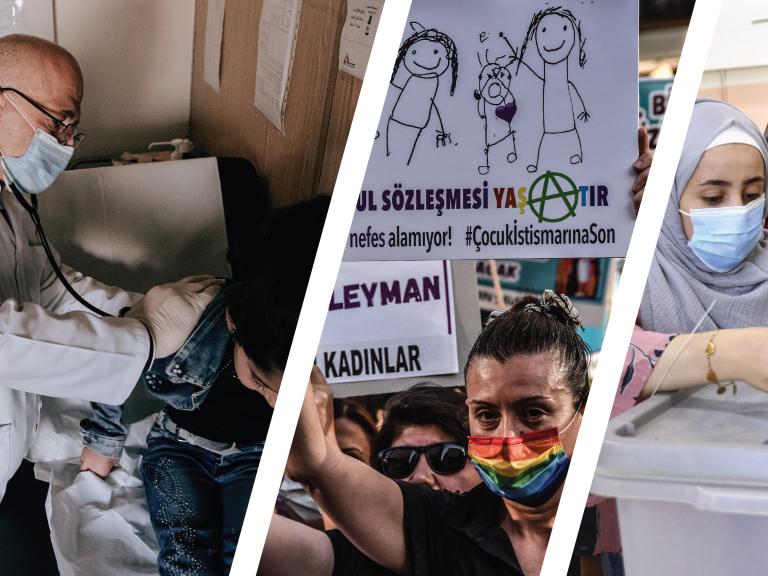 Middle East doctor, Turkish protestor, veiled voter